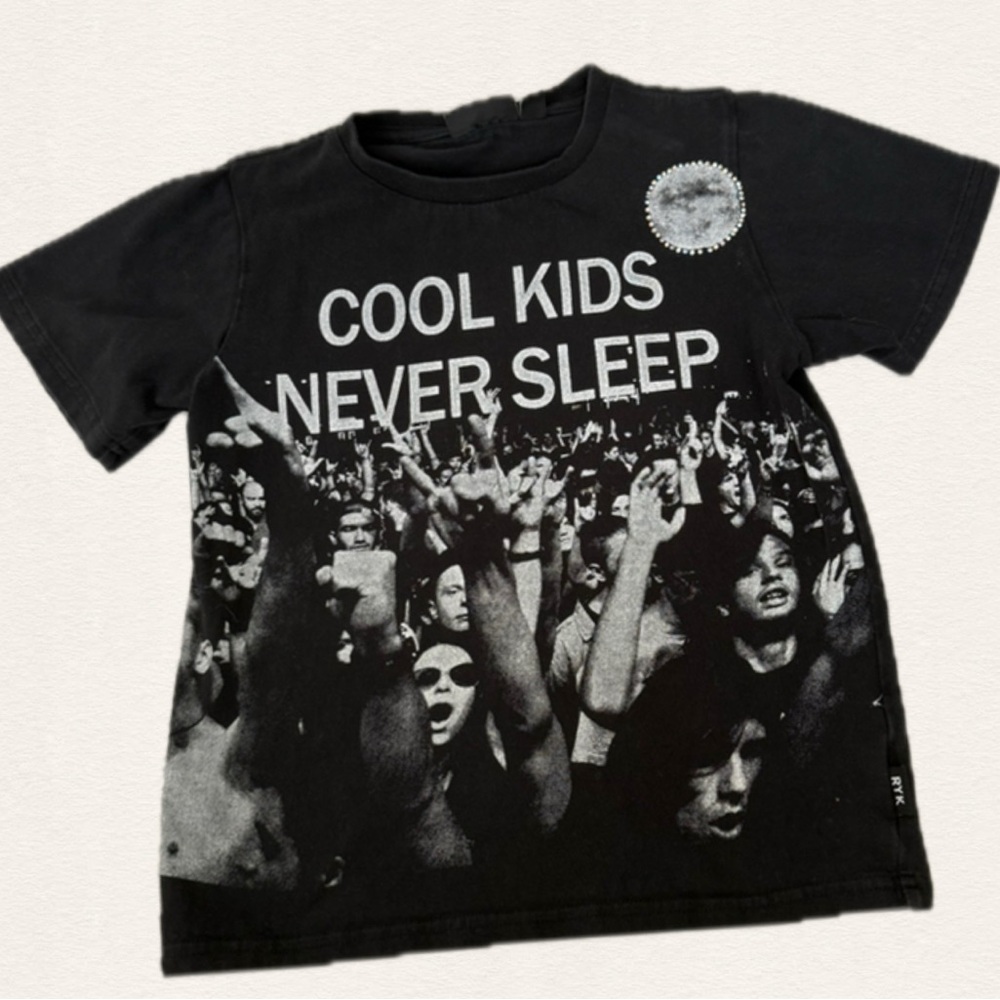 Rock Your Kid “Cool Kids Never Sleep” Graphic Tee – Size 6 – Rhinestone Detail